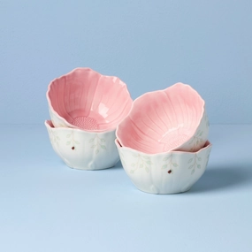 Butterfly Meadow Floral Pink Dessert Bowls - Set of 4modern kitchen decor ,kitchen dinner set ,dinnerware 