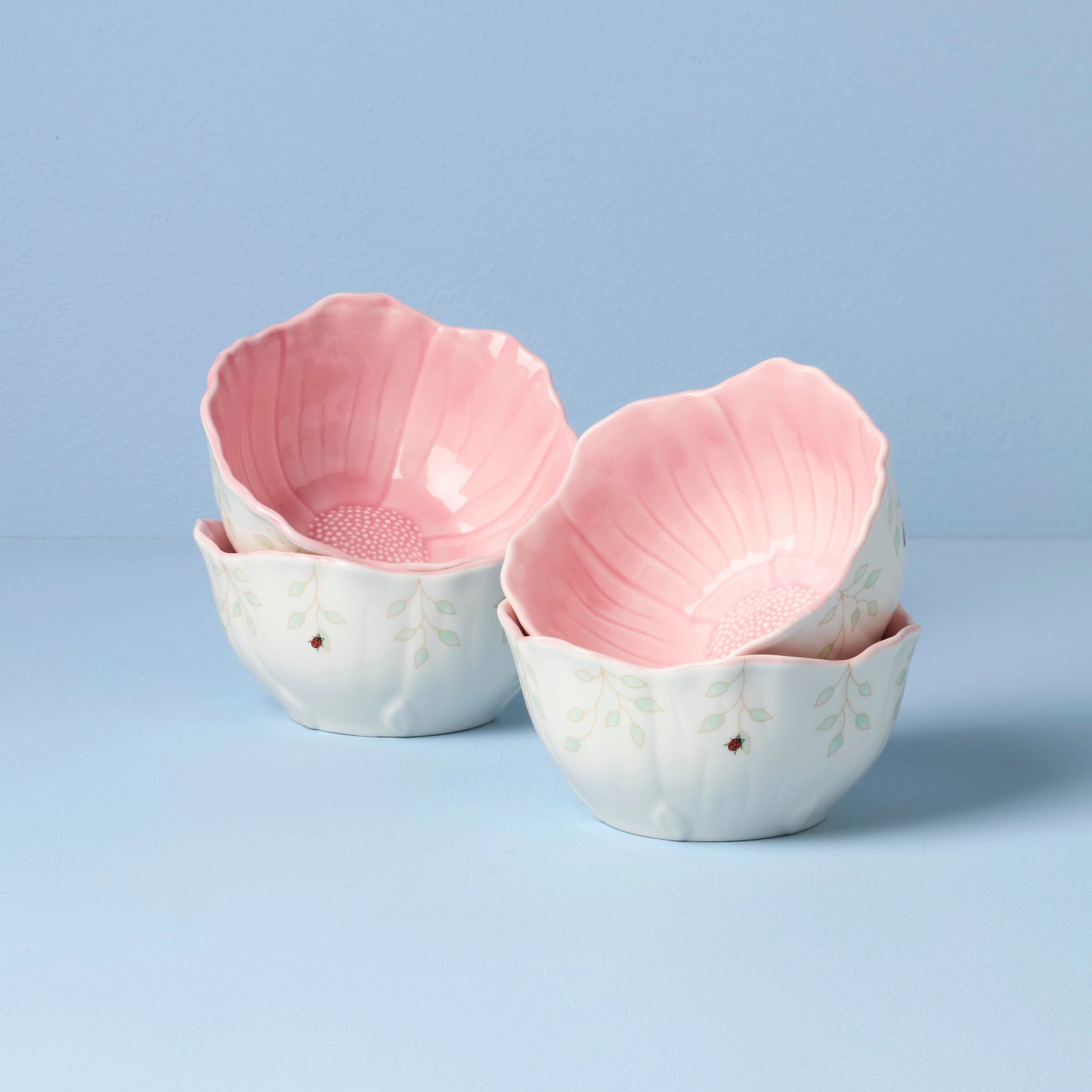 Butterfly Meadow Floral Pink Dessert Bowls - Set of 4modern kitchen decor ,kitchen dinner set ,dinnerware 