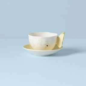 Butterfly Meadow Floral Yellow Cup & Saucermodern kitchen decor ,kitchen dinner set ,dinnerware 