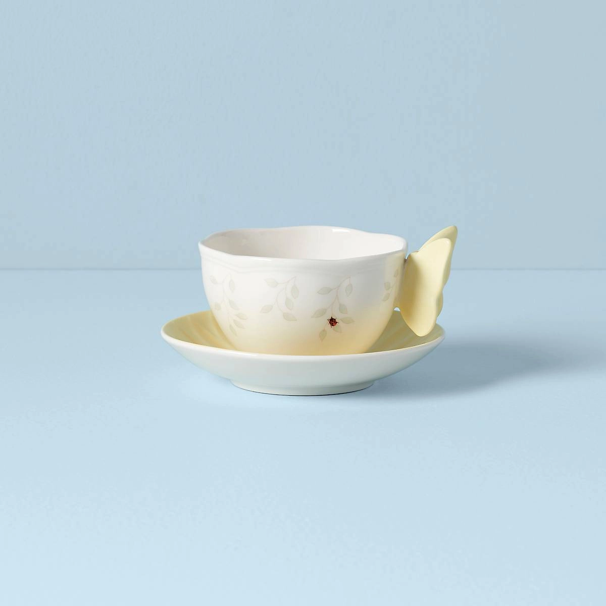Butterfly Meadow Floral Yellow Cup & Saucermodern kitchen decor ,kitchen dinner set ,dinnerware 