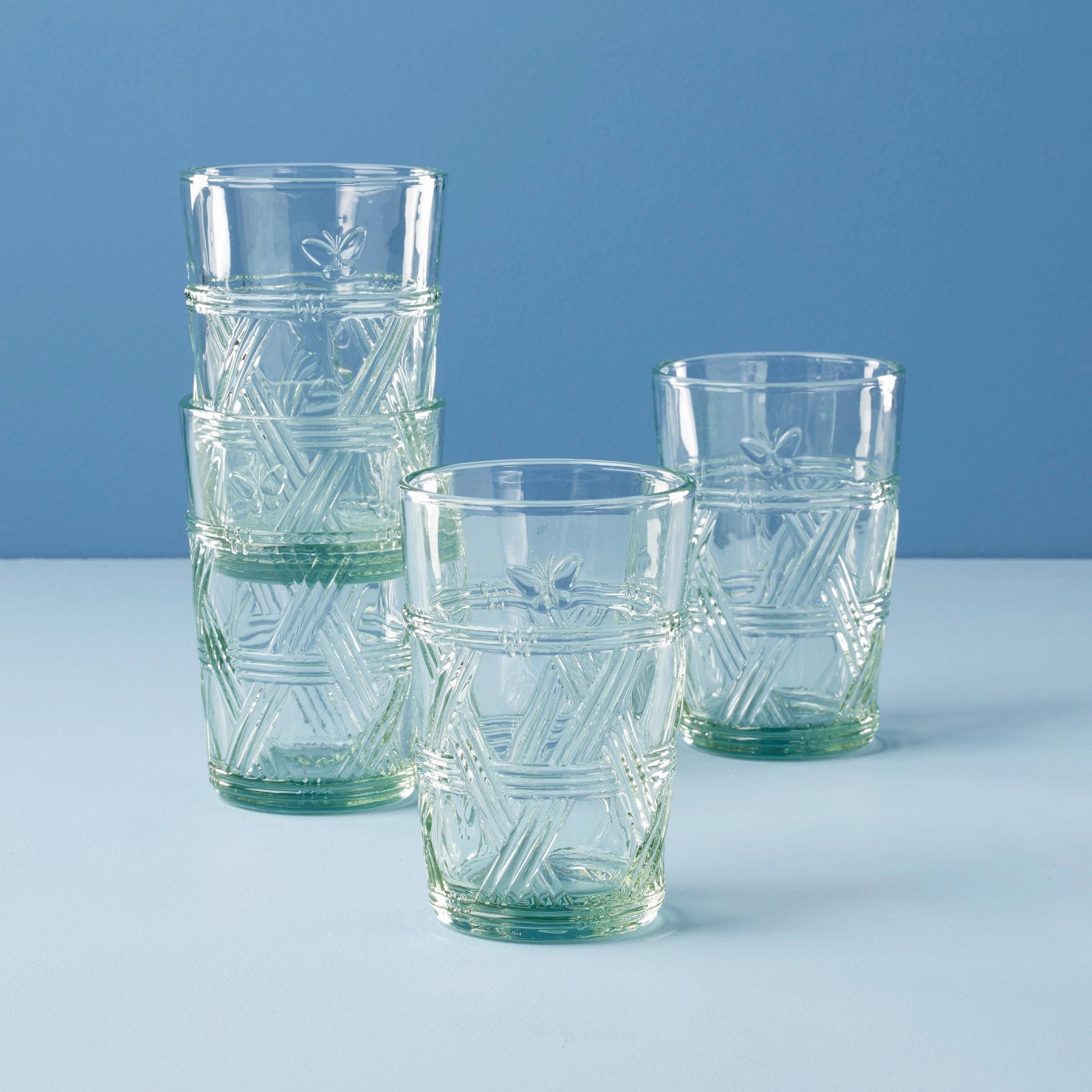 Butterfly Meadow Green Tall Glasses - Set Of 4glass cups ,personalized mugs 