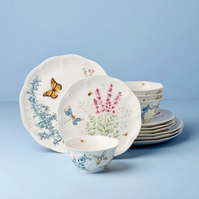 Butterfly Meadow Herbs 12-Piece Dinnerware Setmodern kitchen decor ,kitchen dinner set ,dinnerware 