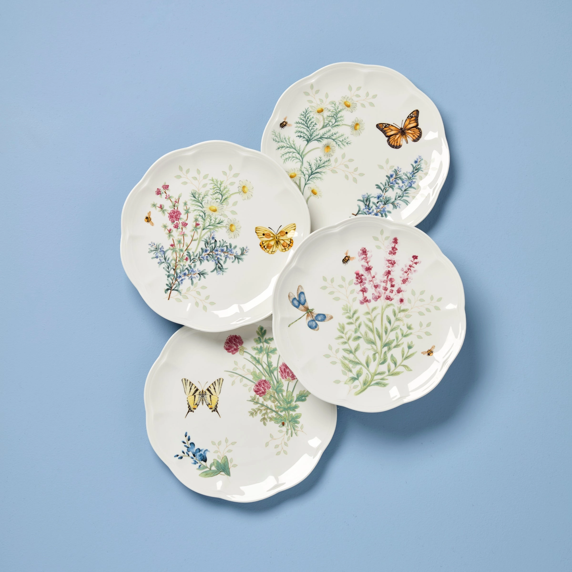 Butterfly Meadow Herbs Accent Plates - Set of 4modern kitchen decor ,kitchen dinner set ,dinnerware 
