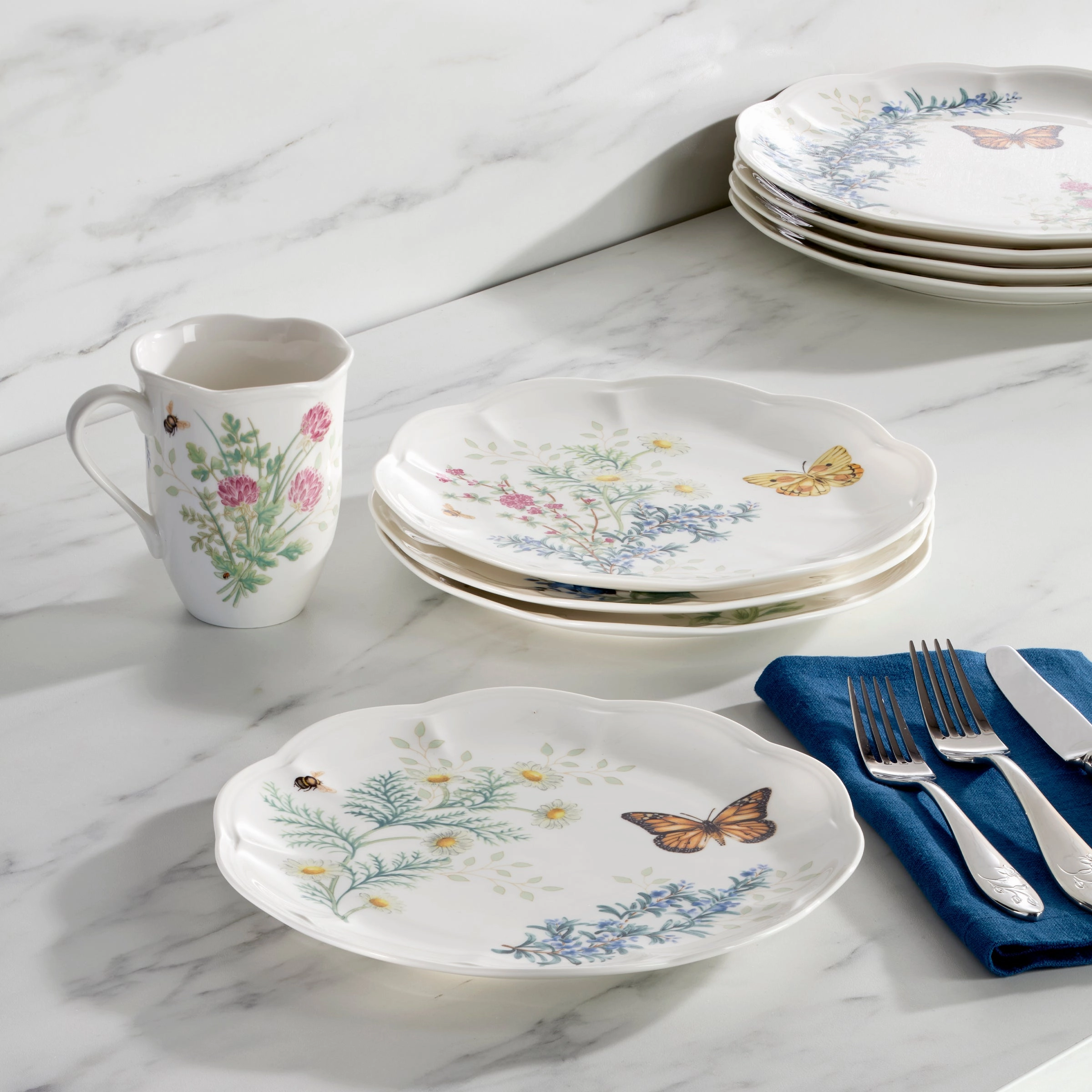 Butterfly Meadow Herbs Accent Plates - Set of 4