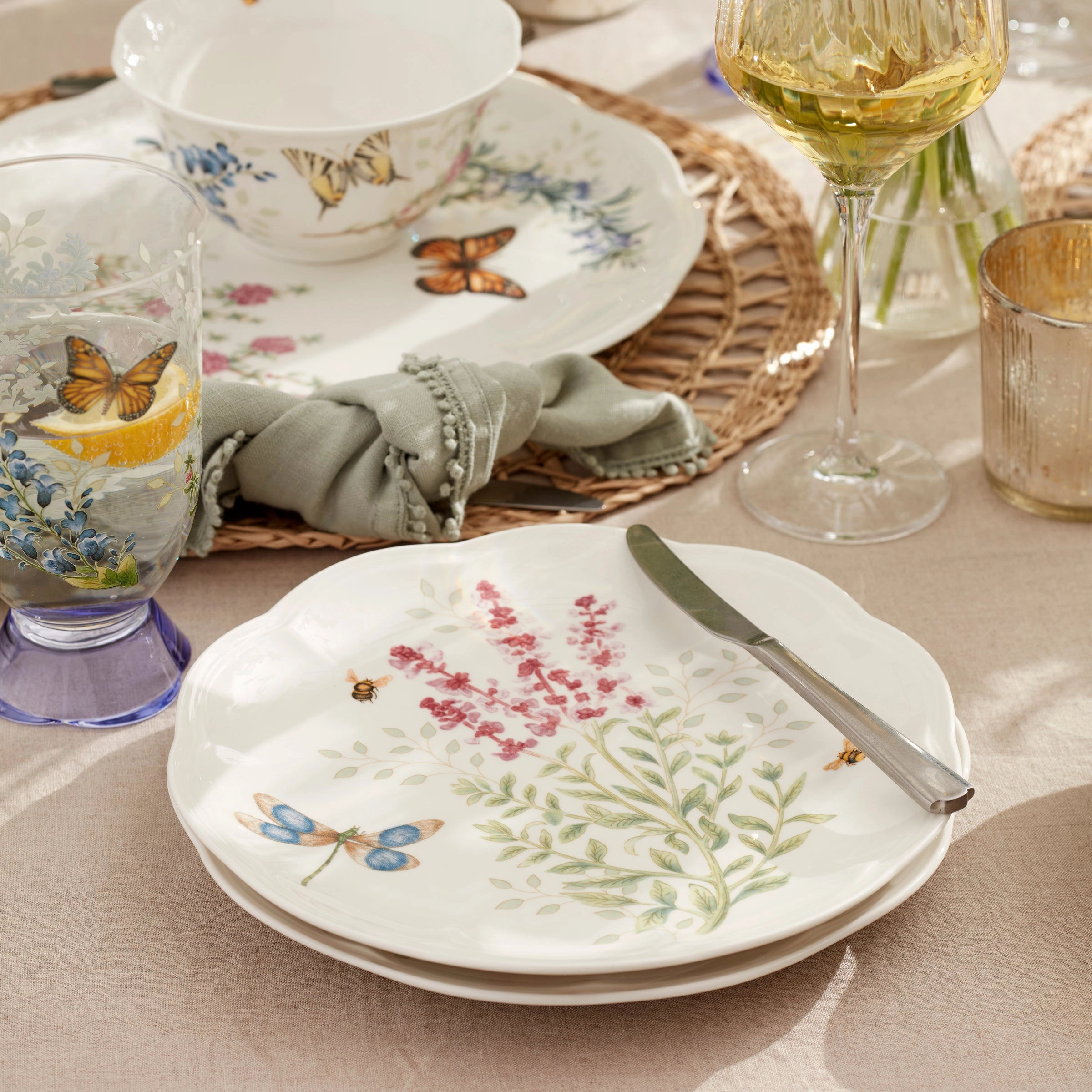 Butterfly Meadow Herbs Accent Plates - Set of 4