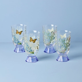 Butterfly Meadow Herbs Tall Tumblers - Set Of 4glass cups ,personalized mugs 