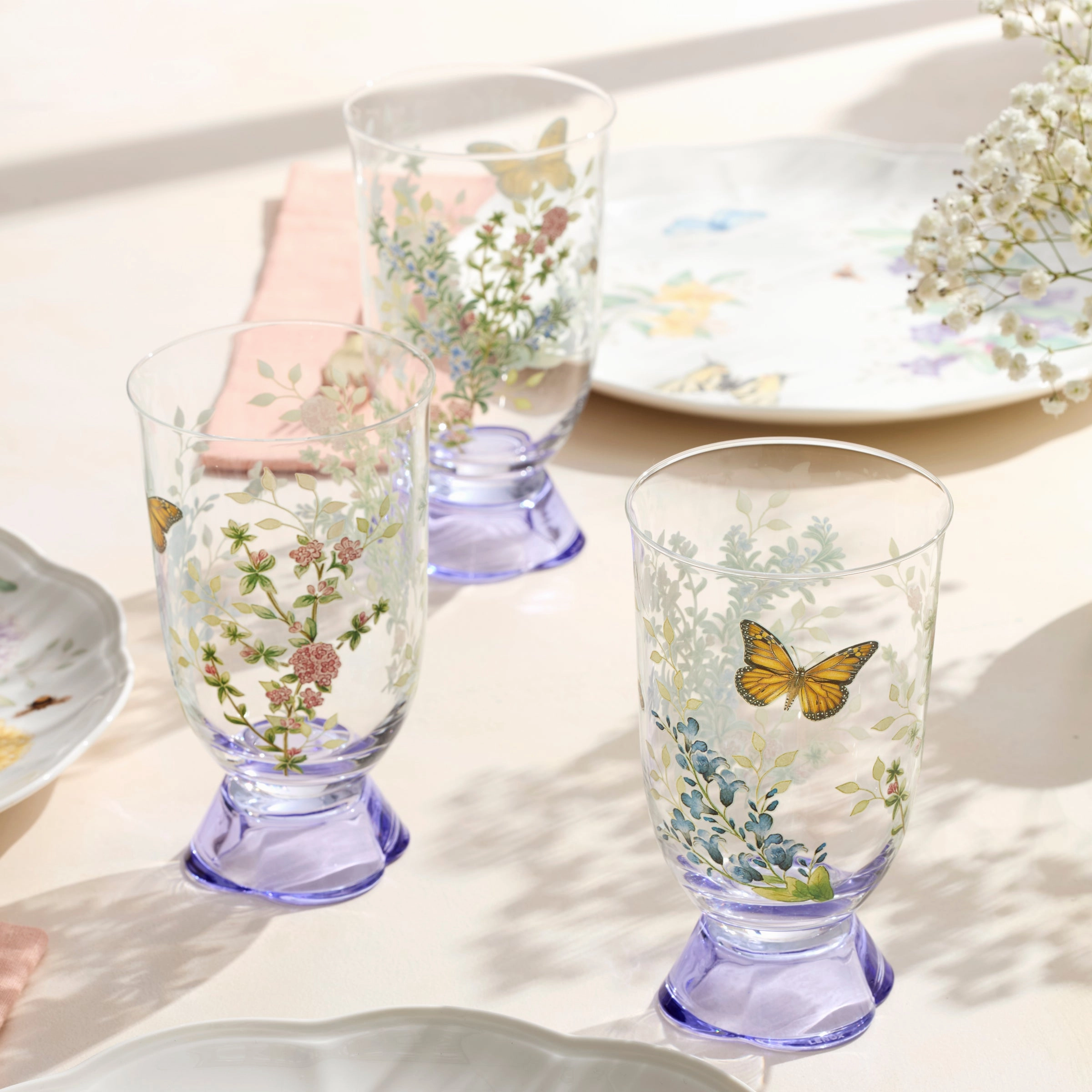 Butterfly Meadow Herbs Tall Tumblers - Set Of 4
