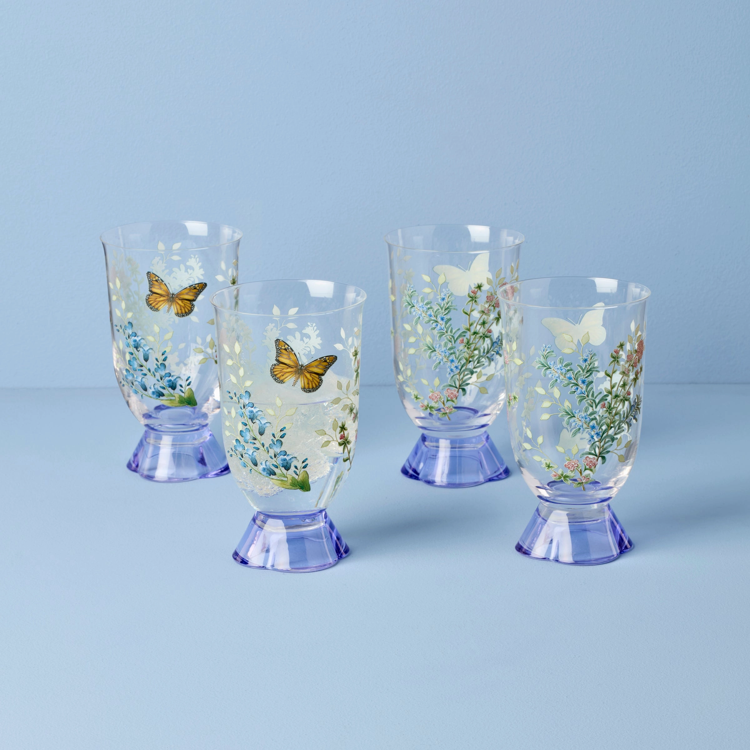 Butterfly Meadow Herbs Tall Tumblers - Set Of 4glass cups ,personalized mugs 