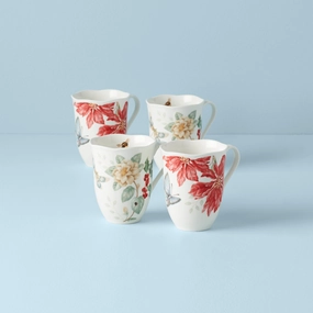 Butterfly Meadow Holiday Mugs - Set of 4glass cups ,personalized mugs 