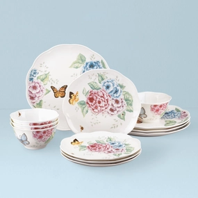 Butterfly Meadow Hydrangea 12-Piece Dinnerware Setmodern kitchen decor ,kitchen dinner set ,dinnerware 