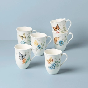 Butterfly Meadow Mugs - Set of 6glass cups ,personalized mugs 