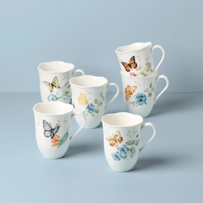 Butterfly Meadow Mugs - Set of 6modern kitchen decor ,kitchen dinner set ,dinnerware 