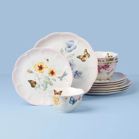 Butterfly Meadow Pink 12-Piece Dinnerware Setmodern kitchen decor ,kitchen dinner set ,dinnerware 