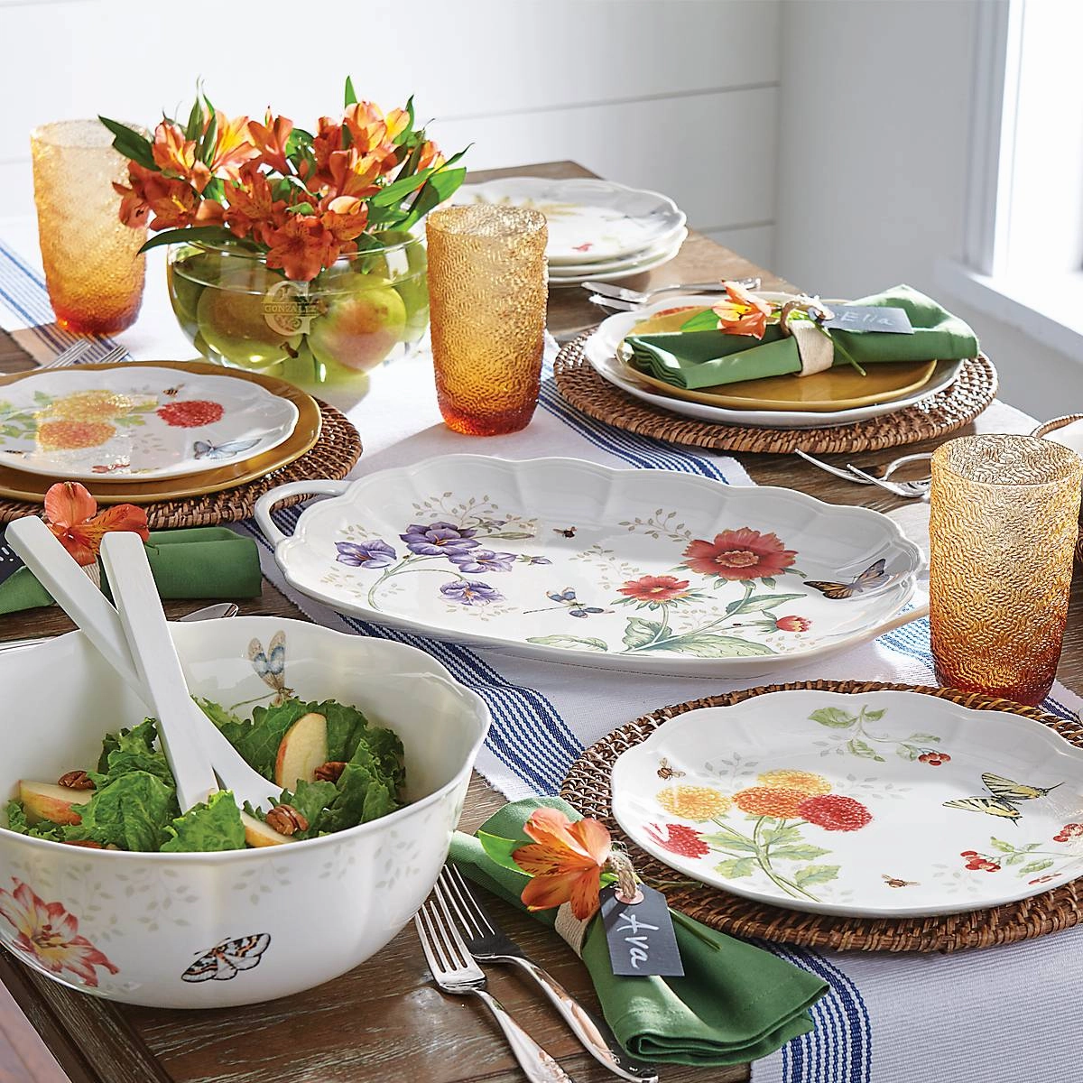Butterfly Meadow Salad Bowl & Servers