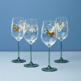 Butterfly Meadow Wine Glasses - Set Of 4glass cups ,personalized mugs 