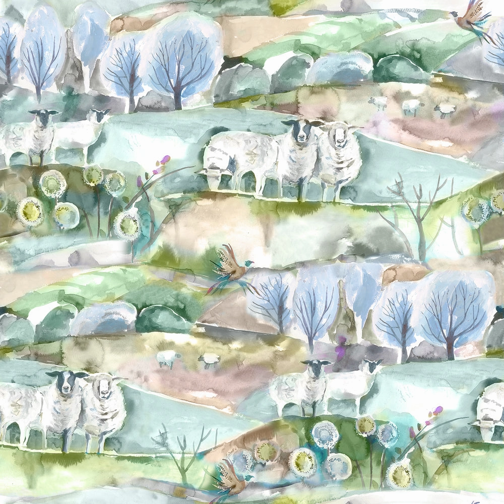 Buttermere Printed Cotton Made to Measure Roman Blinds Sage