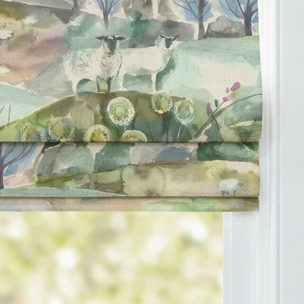 Buttermere Printed Cotton Made to Measure Roman Blinds Sage