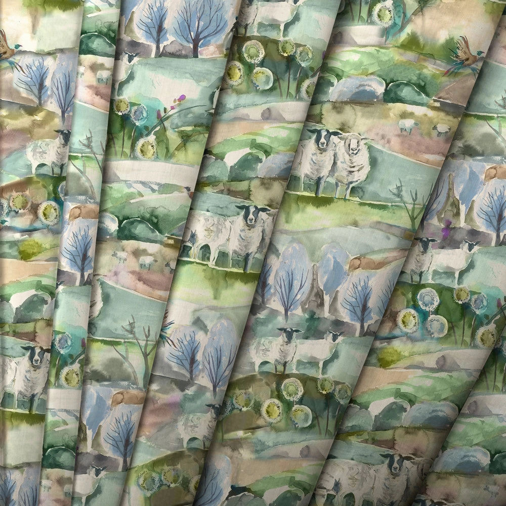 Buttermere Printed Cotton Made to Measure Roman Blinds Sage