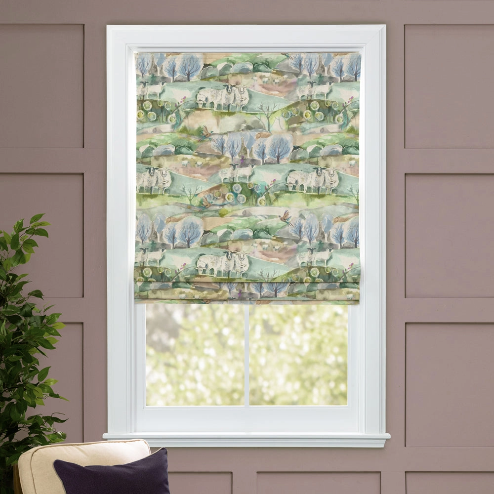 Buttermere Printed Cotton Made to Measure Roman Blinds Sage