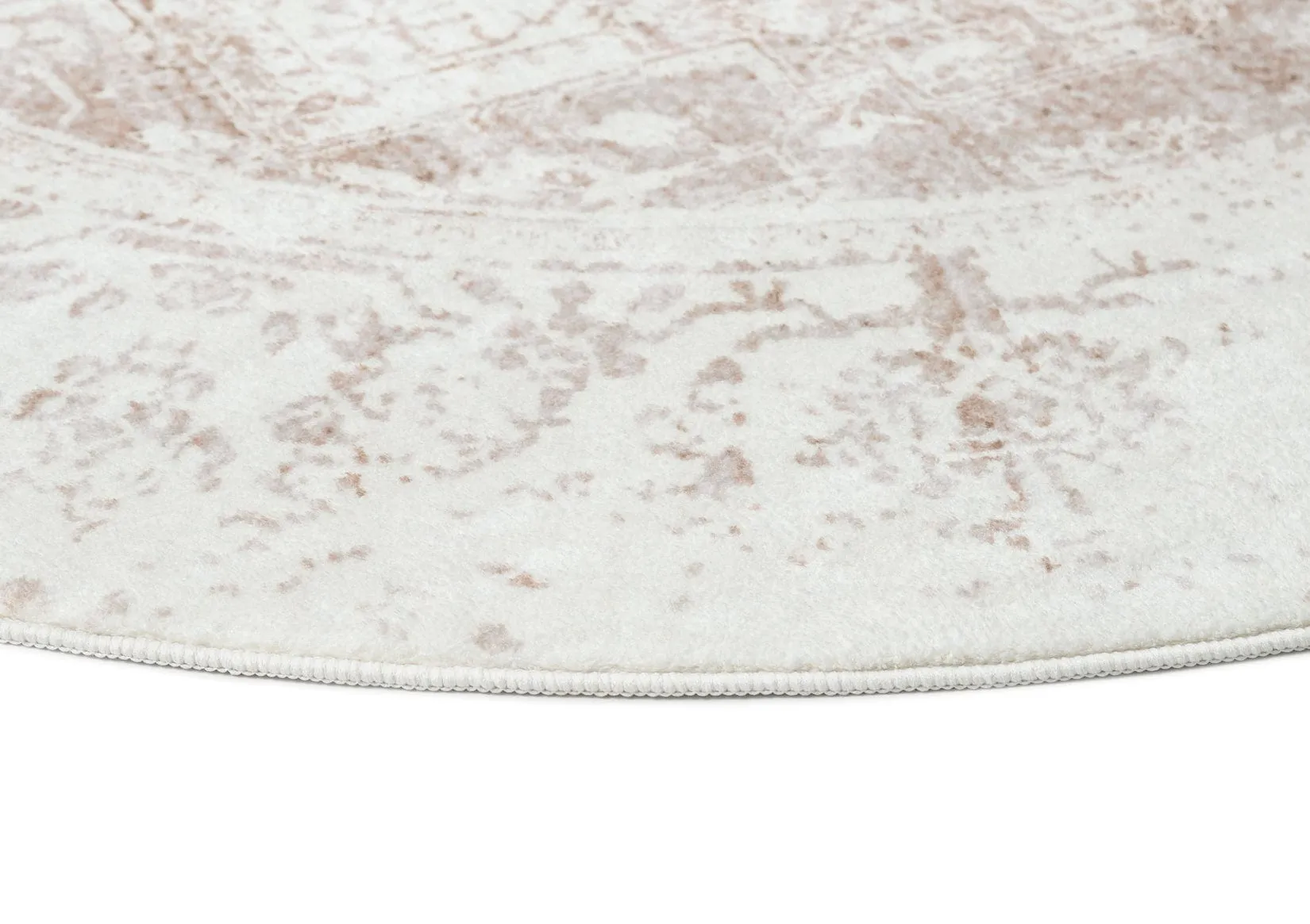 Cabanela Cream and Beige Washable Round Rug