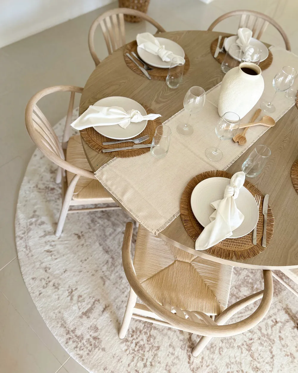 Cabanela Cream and Beige Washable Round Rug