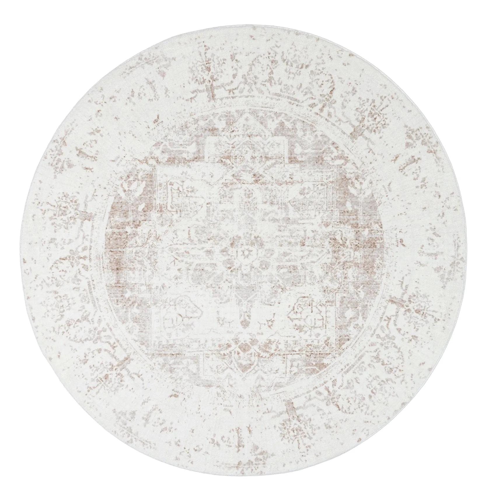 Cabanela Cream and Beige Washable Round Rugmodern color block patchwork rug