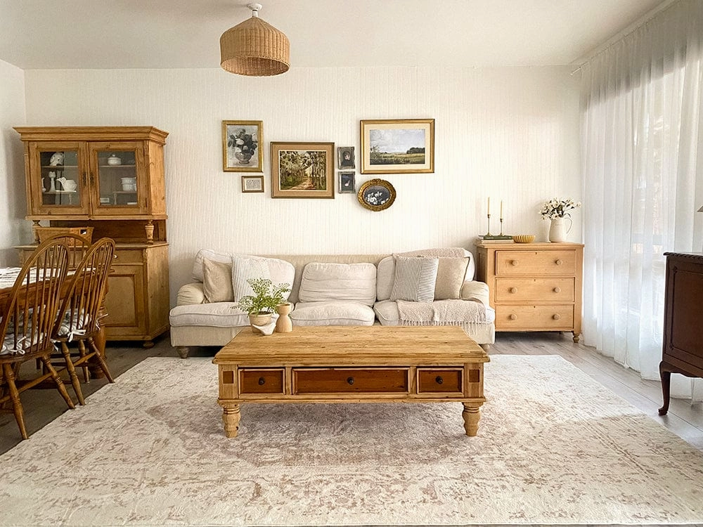 Cabanela Cream and Beige Distressed Washable Rug