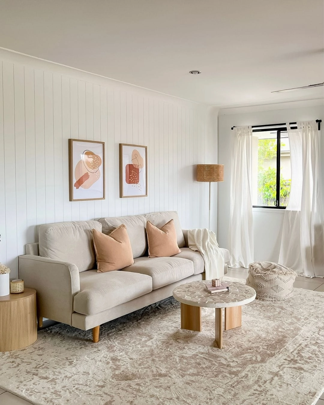 Cabanela Cream and Beige Distressed Washable Rug