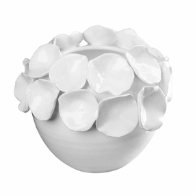 Cachepot with White Petals - 8" Tallnordic style desktop ornaments