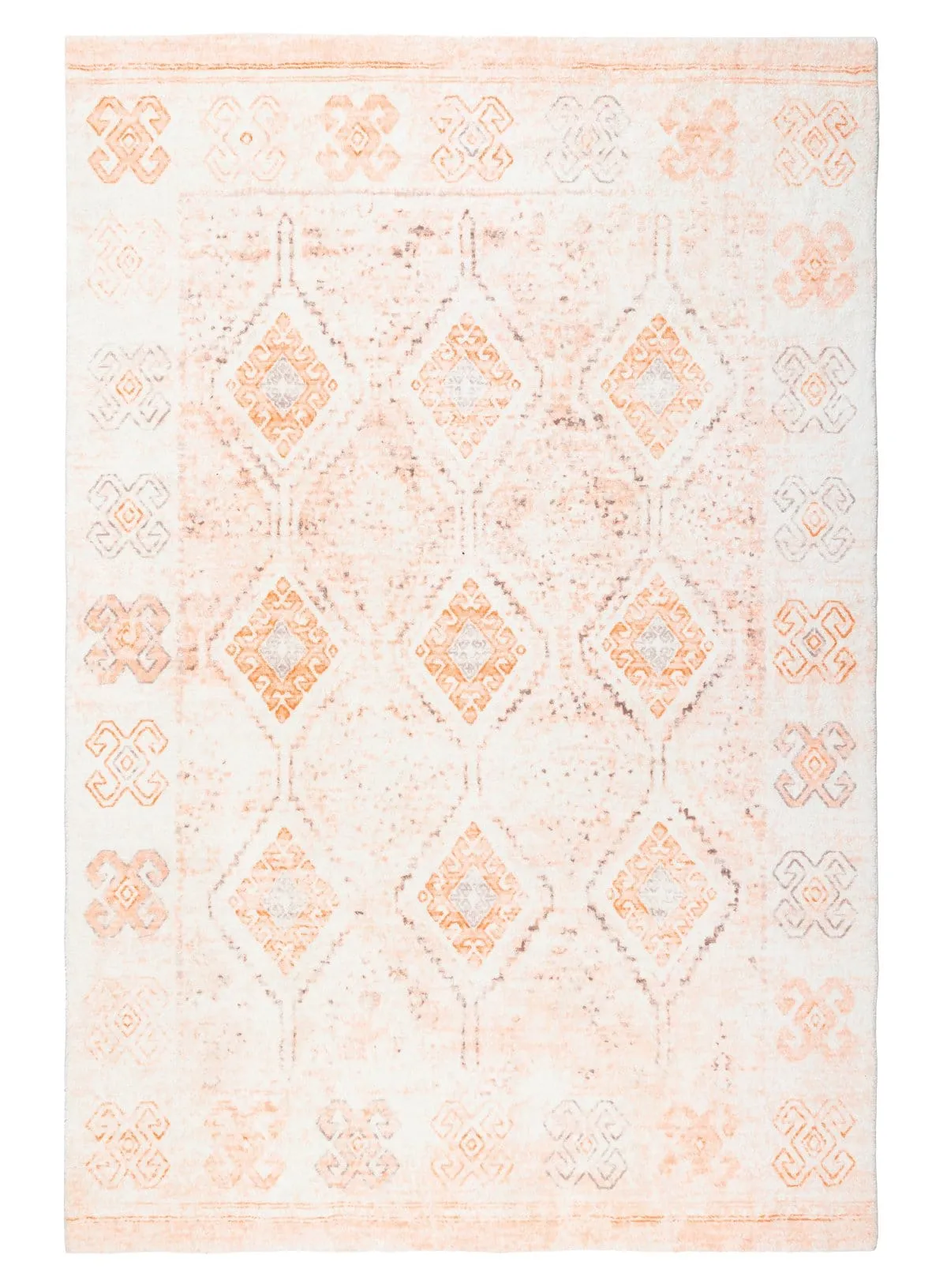 Caitlin Orange and Peach Tribal Pattern Washable Rug *NO RETURNS UNLESS FAULTYmodern color block patchwork rug