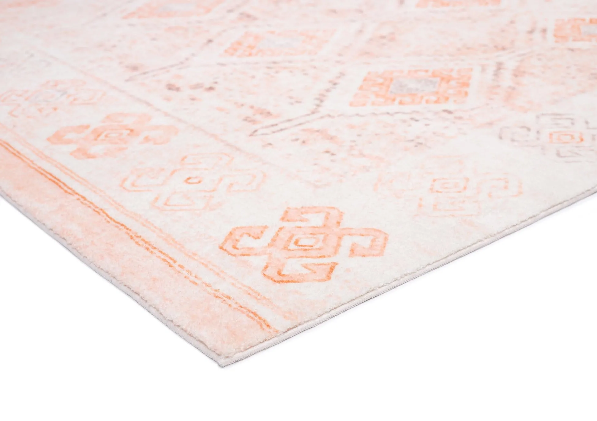 Caitlin Orange and Peach Tribal Pattern Washable Rug *NO RETURNS UNLESS FAULTY