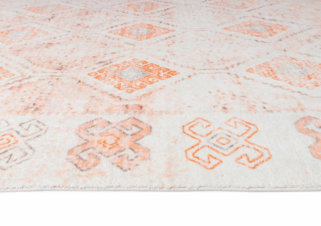 Caitlin Orange and Peach Tribal Pattern Washable Rug *NO RETURNS UNLESS FAULTY