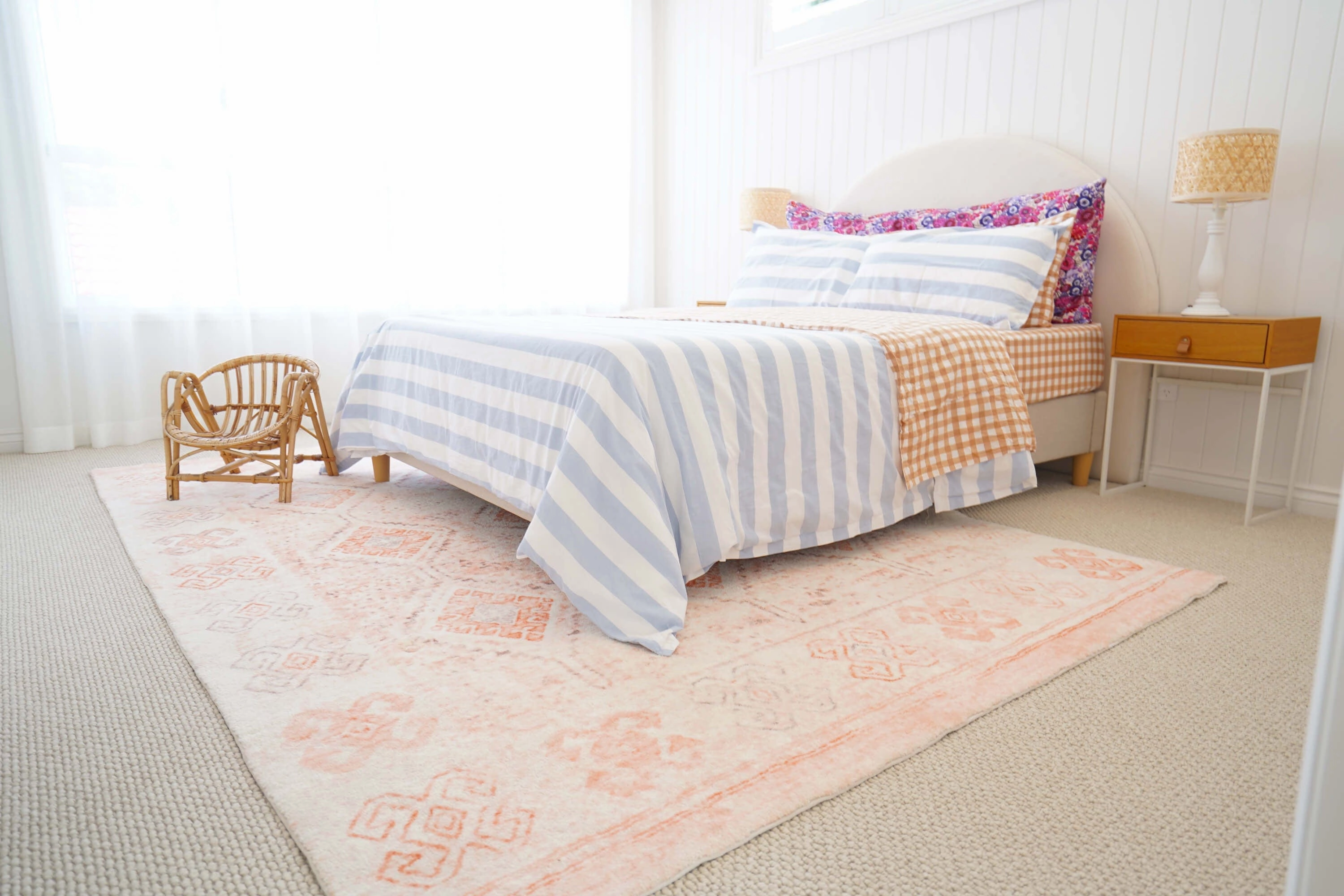 Caitlin Orange and Peach Tribal Pattern Washable Rug *NO RETURNS UNLESS FAULTY