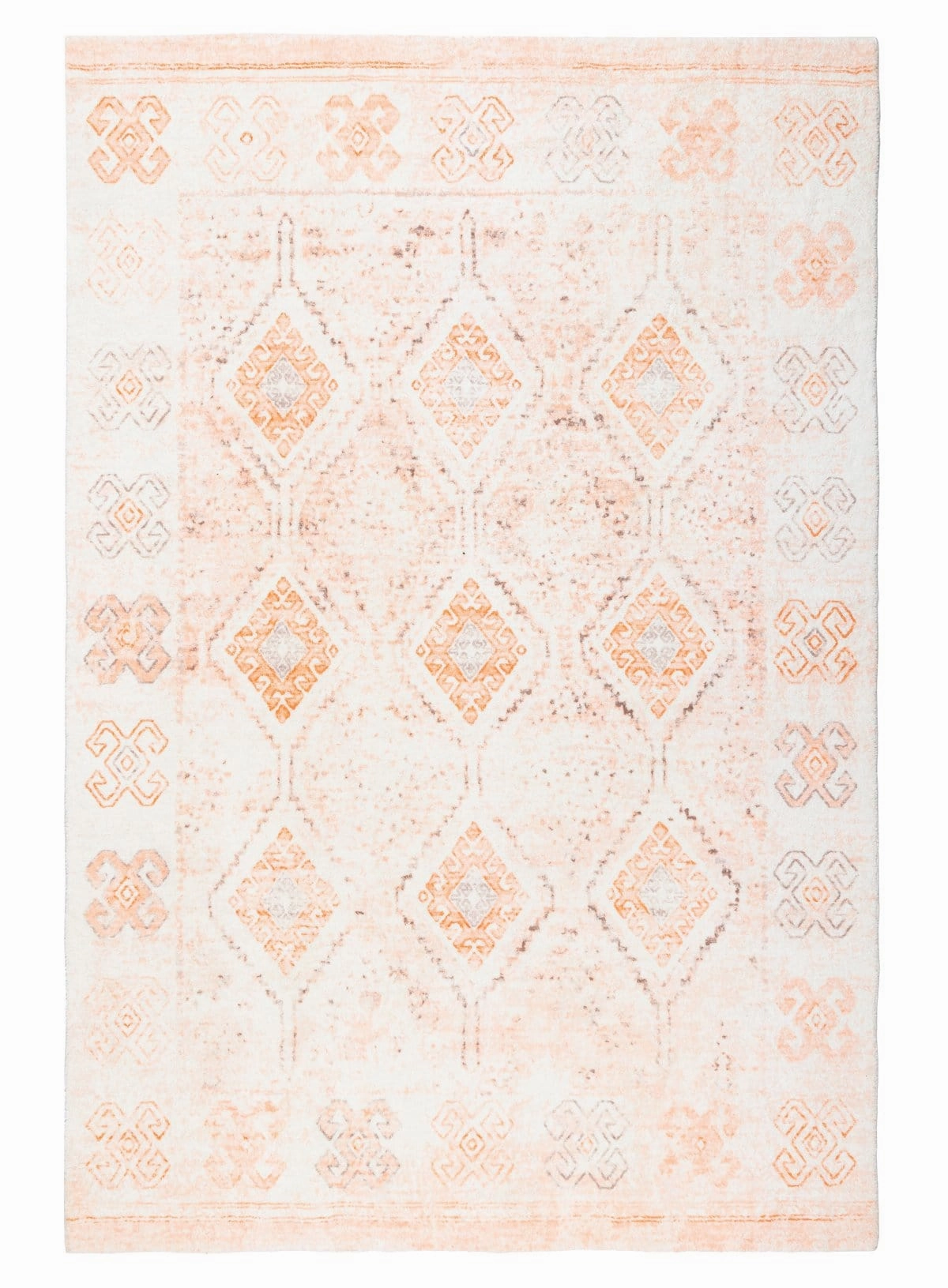 Caitlin Orange and Peach Tribal Pattern Washable Rug *NO RETURNS UNLESS FAULTYmodern color block patchwork rug