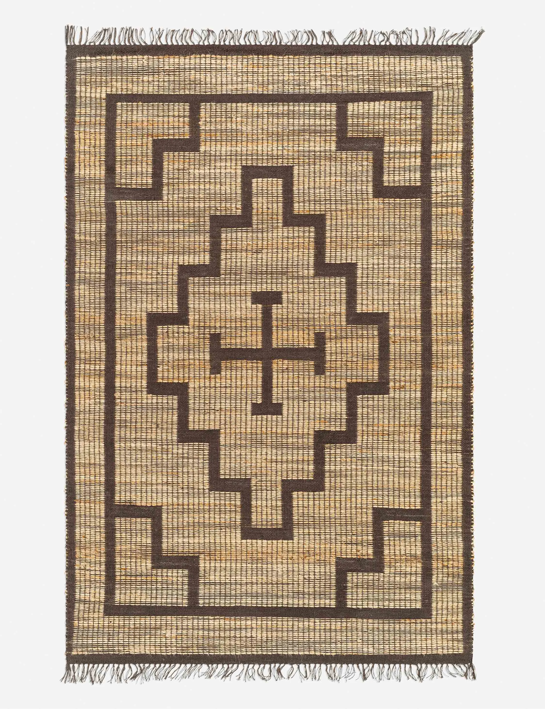 Caldon Handwoven Jute Morrocan Style Rugmodern color block patchwork rug