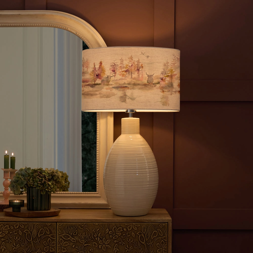 Caledonian Forest Eva & Epona Complete Table Lamp Cream/Linen