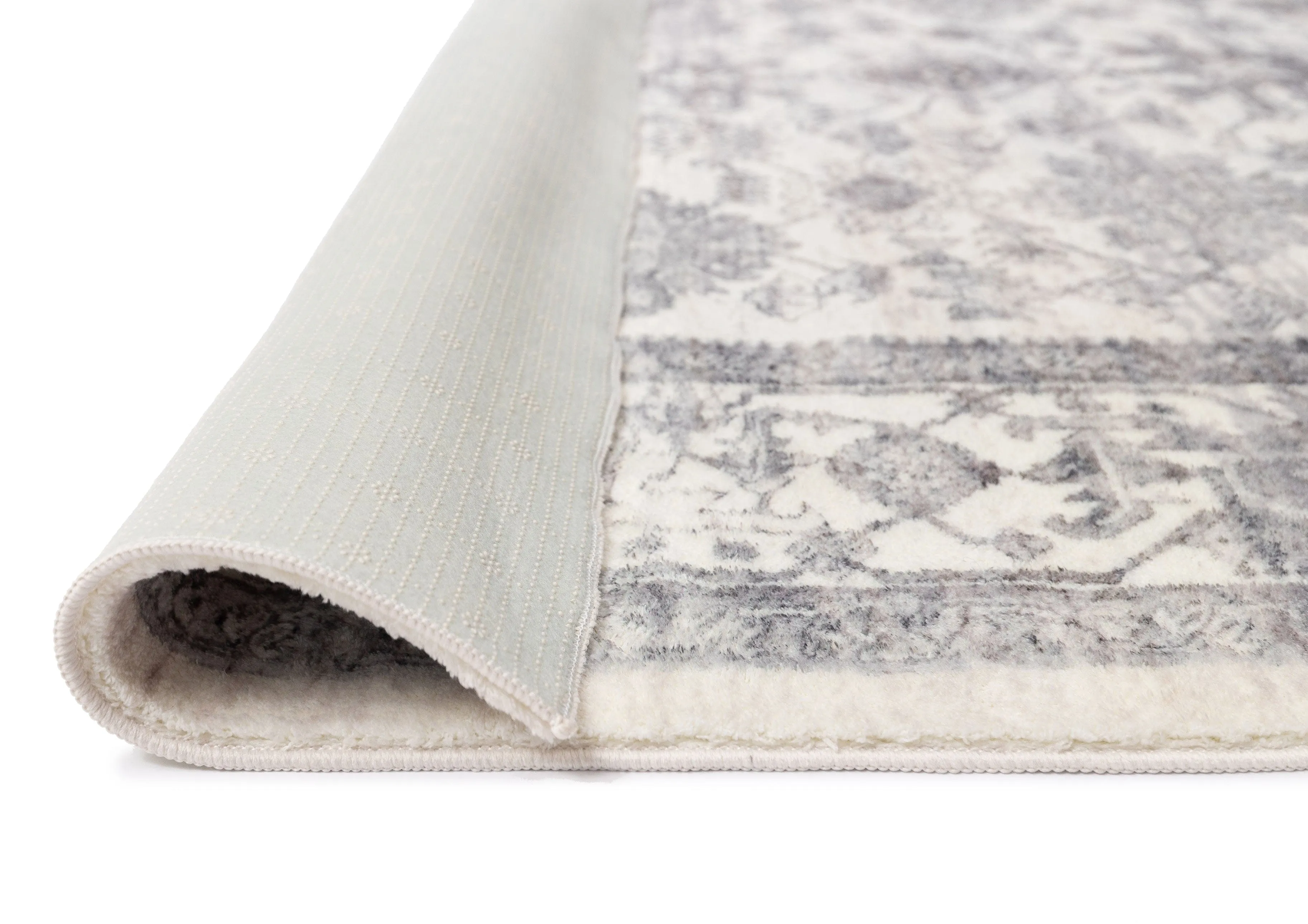 Calliope Grey and Ivory Distressed Washable Rug *NO RETURNS UNLESS FAULTY