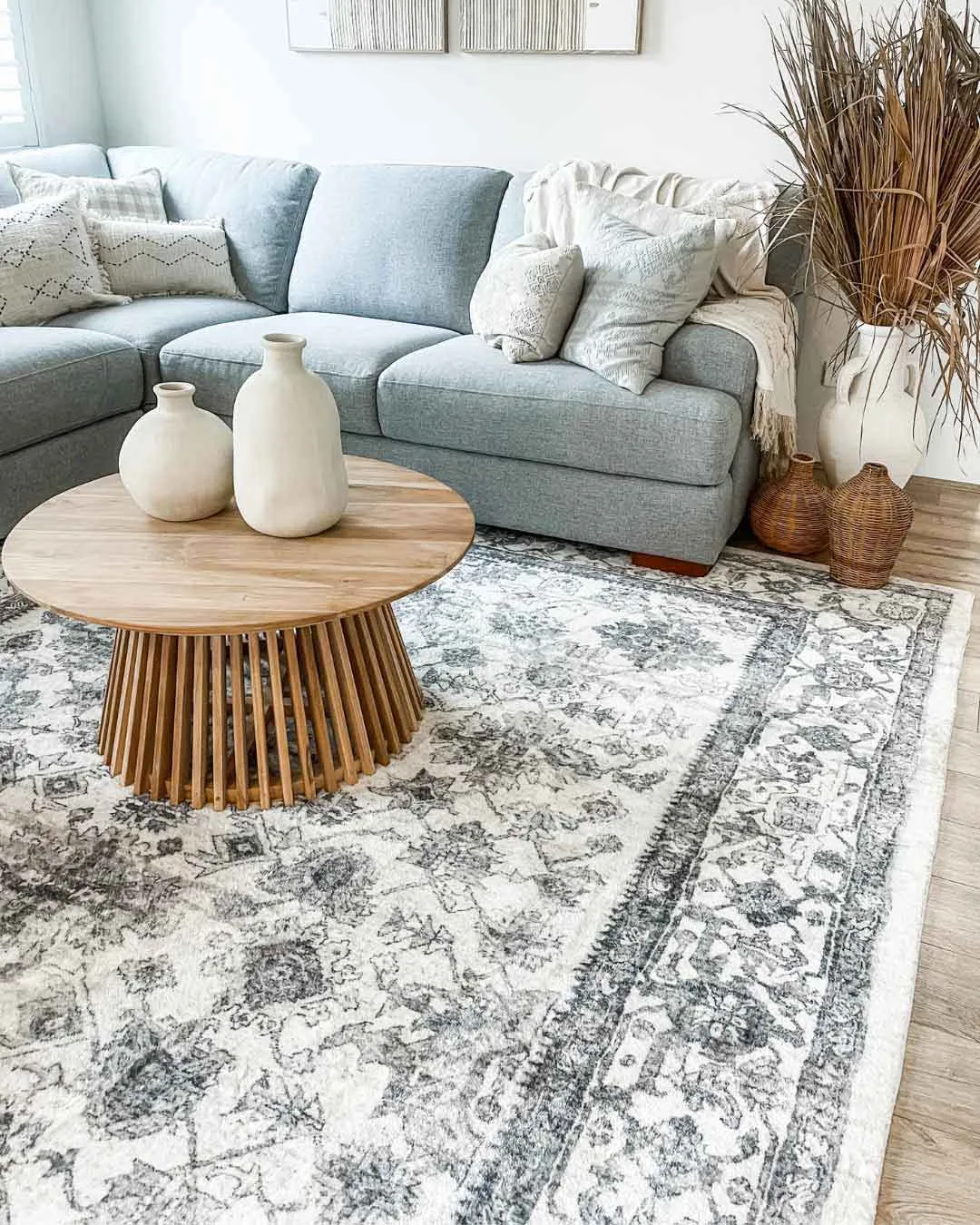 Calliope Grey and Ivory Distressed Washable Rug *NO RETURNS UNLESS FAULTY