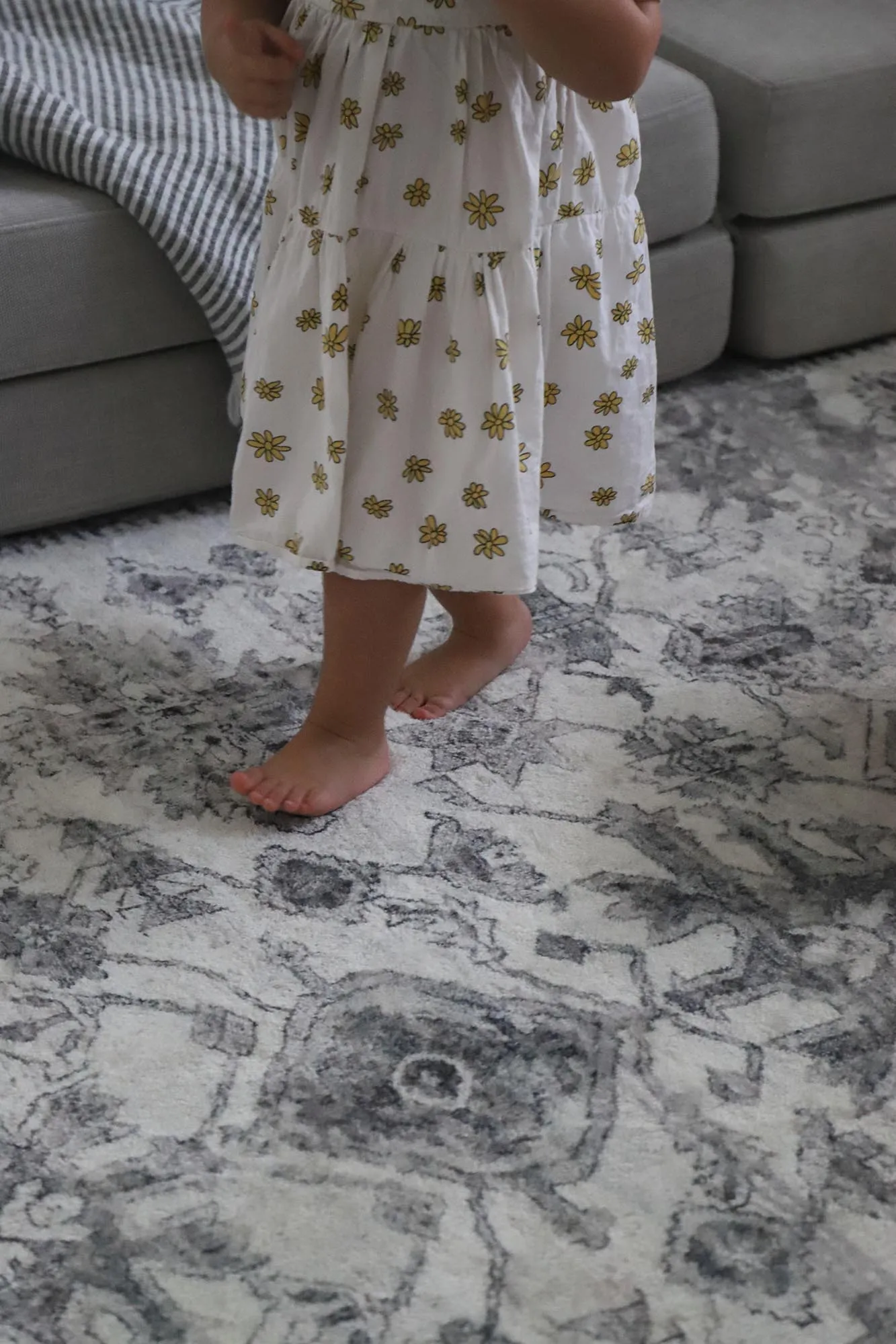 Calliope Grey and Ivory Distressed Washable Rug *NO RETURNS UNLESS FAULTY