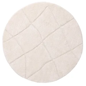 Calypso Ivory Cream Textured Tribal Round Rugmodern color block patchwork rug