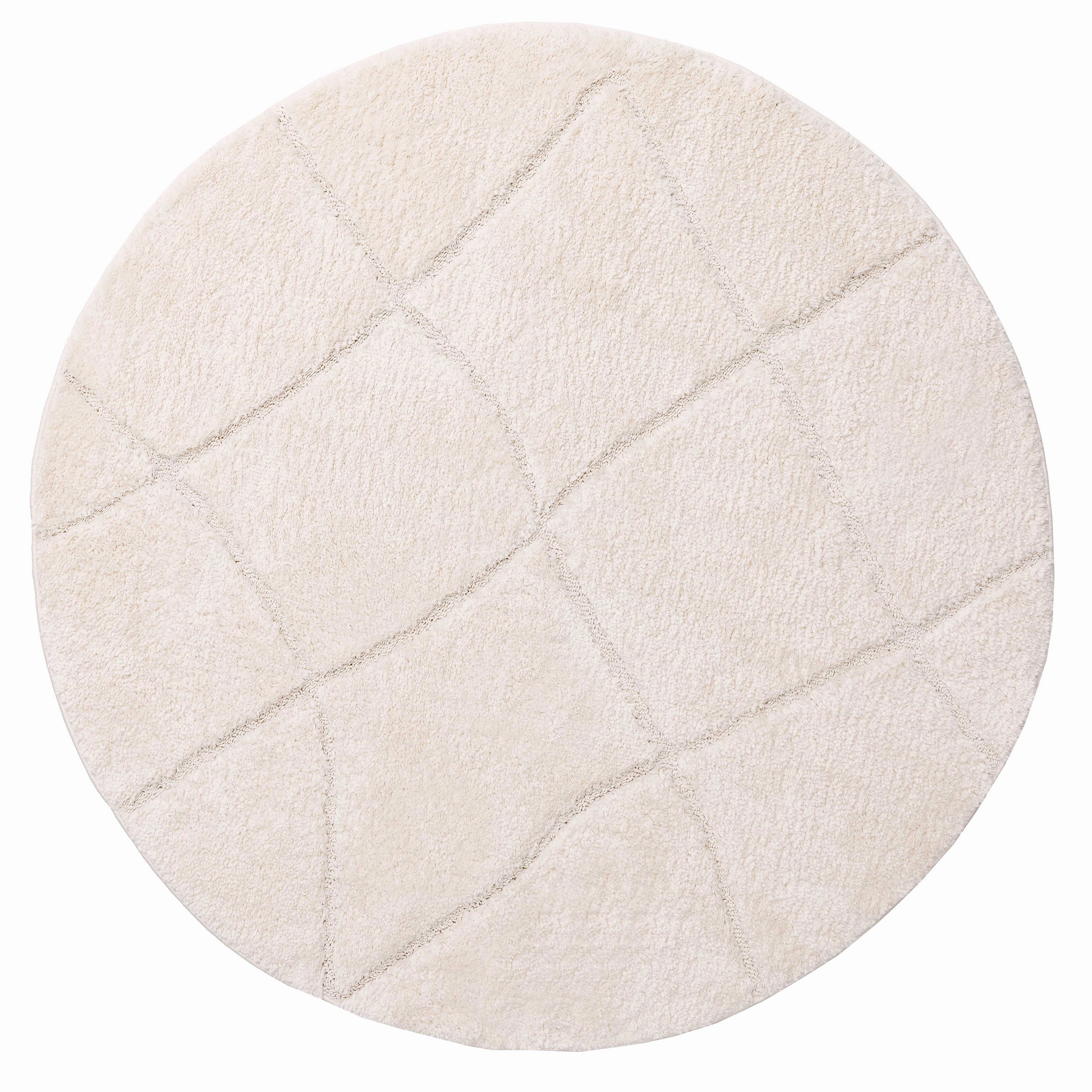 Calypso Ivory Cream Textured Tribal Round Rugmodern color block patchwork rug