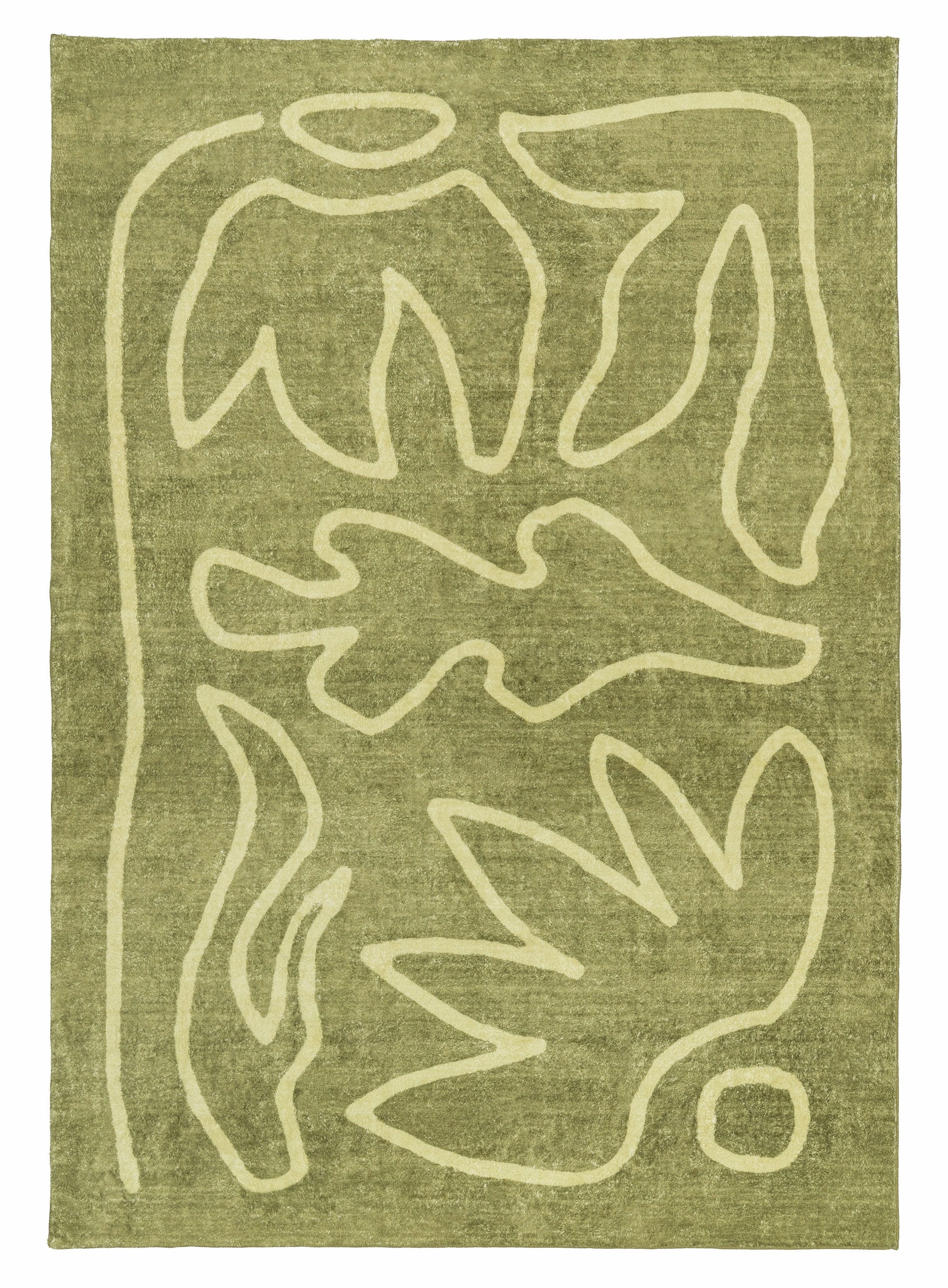 Canali Green Hand Drawn Washable Rugmodern color block patchwork rug