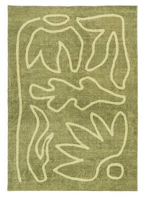 Canali Green Hand Drawn Washable Rugmodern color block patchwork rug