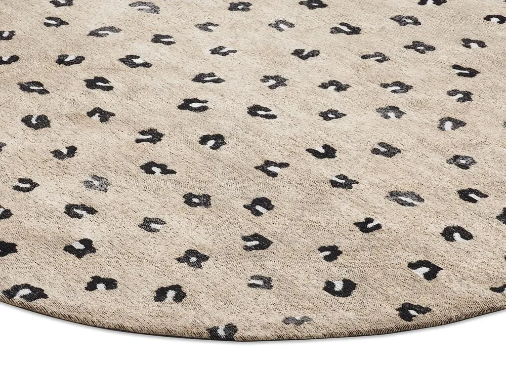 Candice Beige Round Leopard Animal Pattern Rug *NO RETURNS UNLESS FAULTY