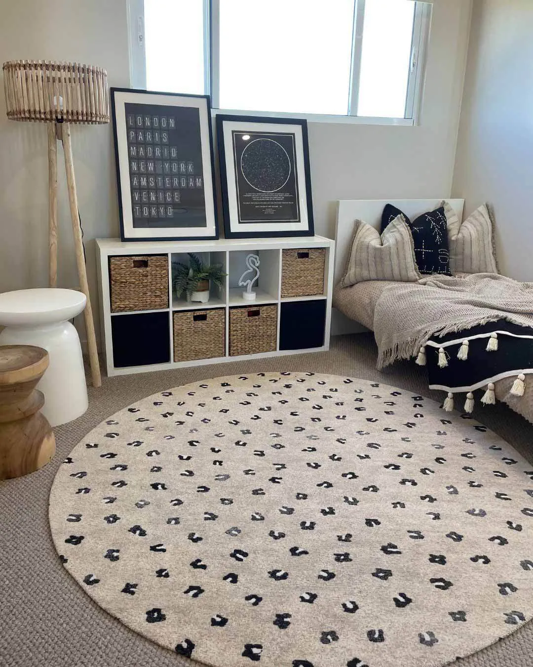Candice Beige Round Leopard Animal Pattern Rug *NO RETURNS UNLESS FAULTY