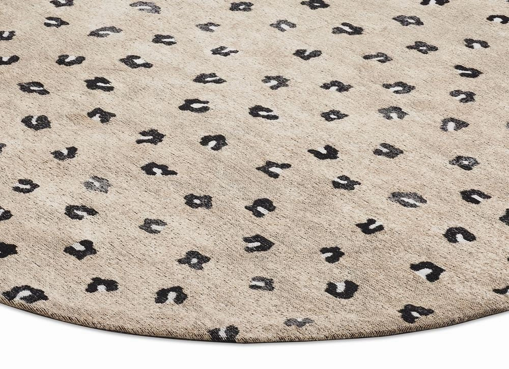 Candice Beige Round Leopard Animal Pattern Rug *NO RETURNS UNLESS FAULTY