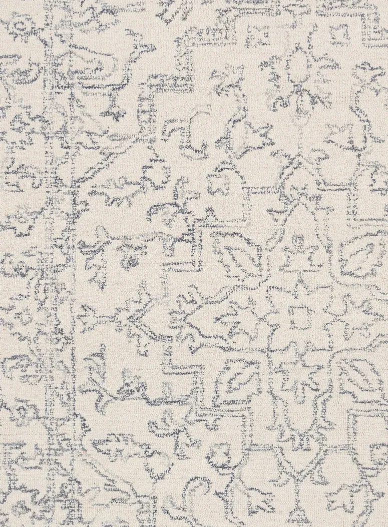 Capella Ivory Grey Medallion Tufted Wool Rug