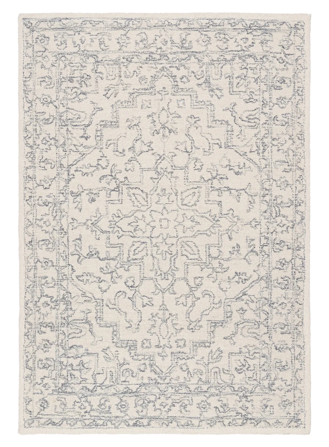 Capella Ivory Grey Medallion Tufted Wool Rugmodern color block patchwork rug