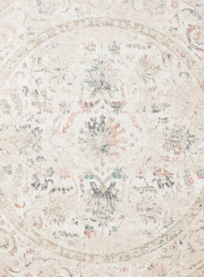 Caribou Cream and Pink Traditional Round Rug