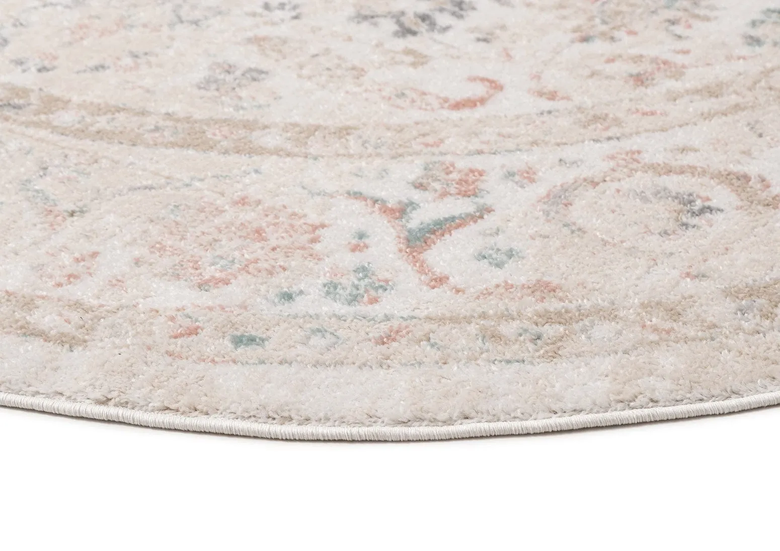 Caribou Cream and Pink Traditional Round Rug